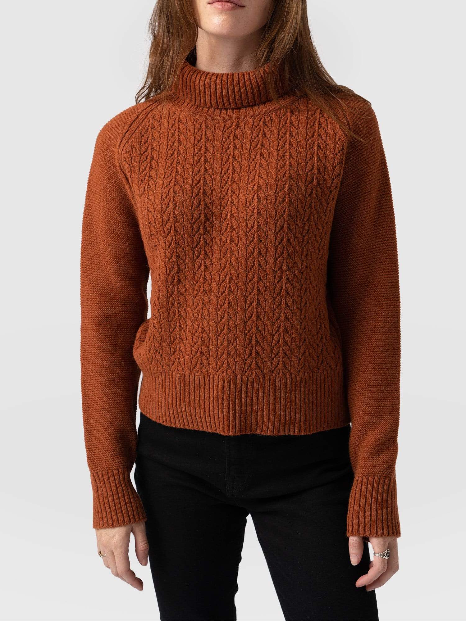 Glen Cable Knit Jumper Brown - Women's Jumpers | Saint + Sofia® EU